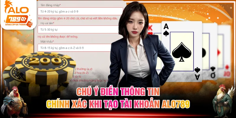 Chú ý điền thông tin chính xác khi tạo tài khoản ALO789